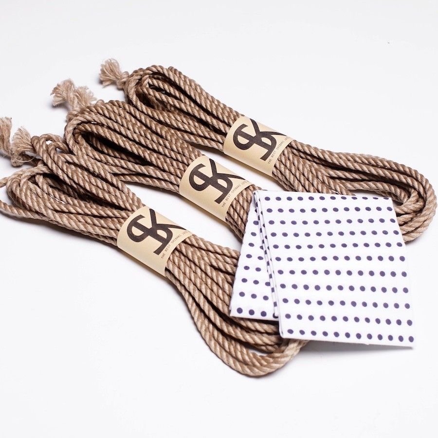 3 Cordes Shibari et Tenugui Japonais Gris